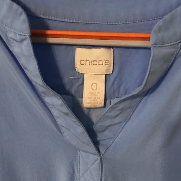 Chico's blue v-neck blouse w/front knot, S - Picture 2 of 4